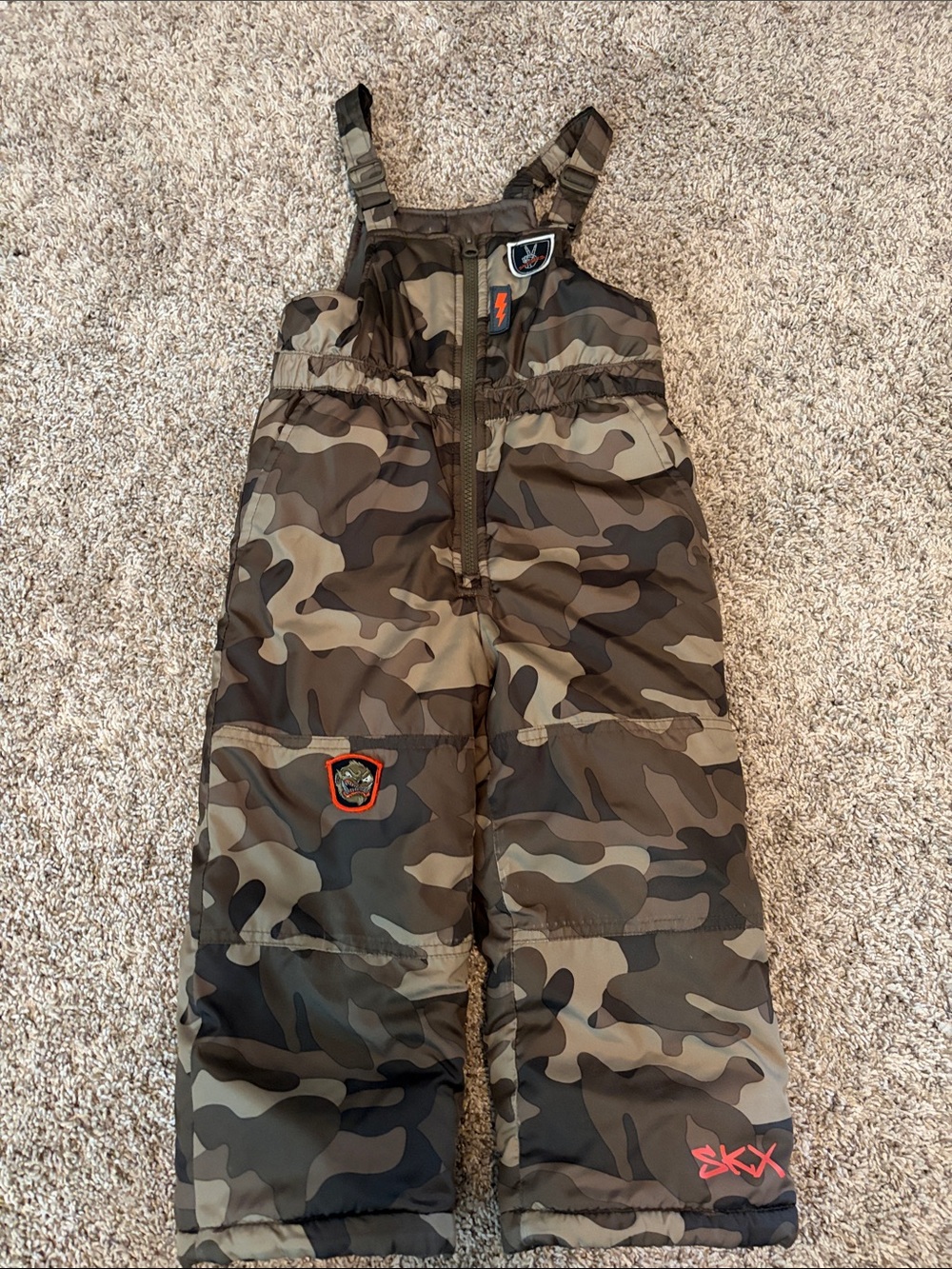 Camo Kids Snow Bib Pants - Green Camouflage